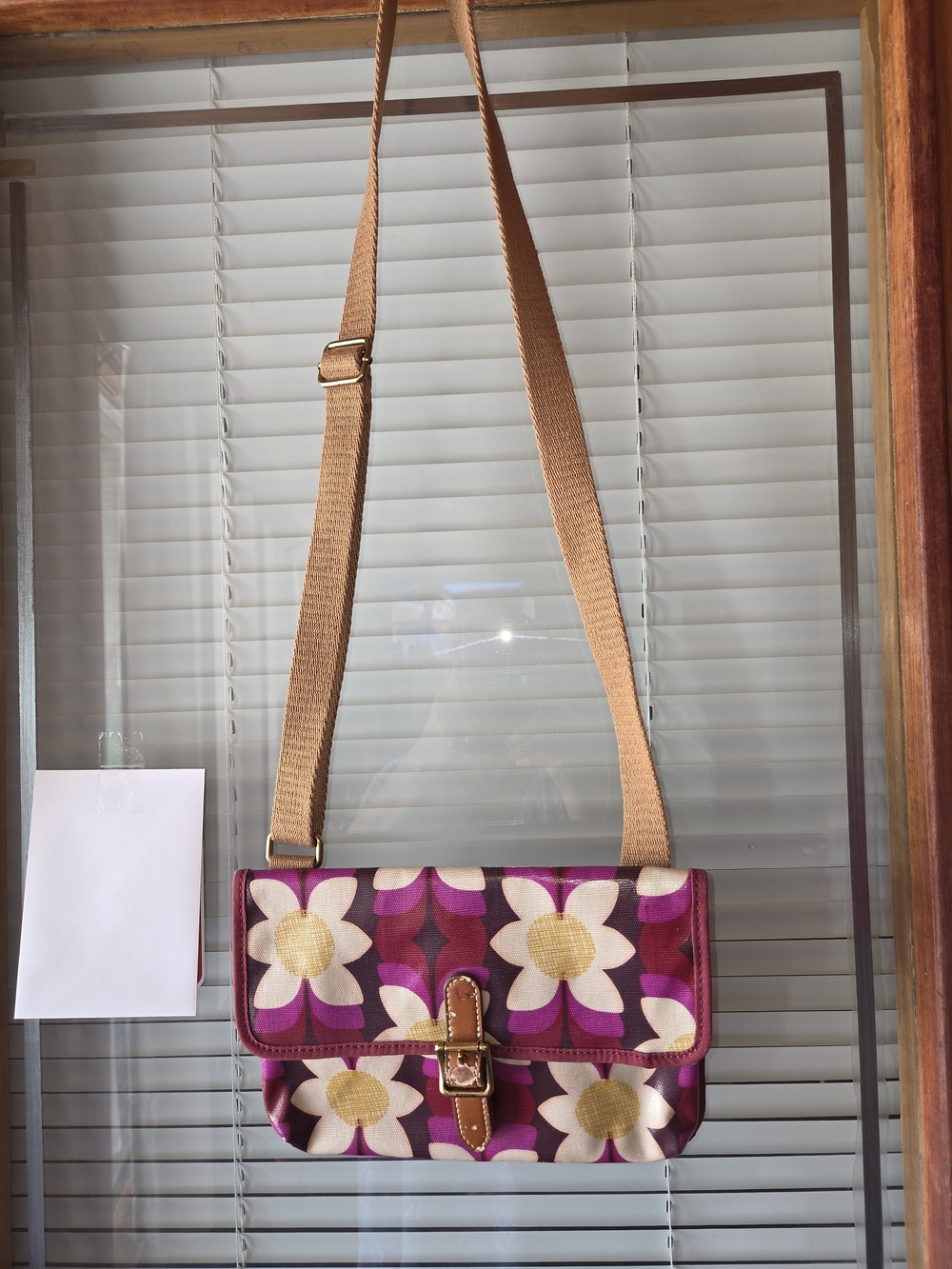 Fossil Purple Floral Crossbody with Tan Strap